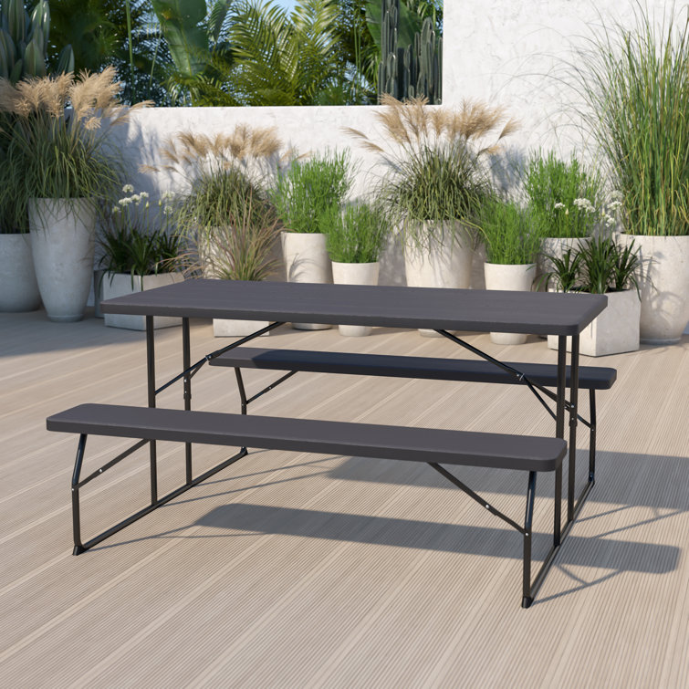 Folding table best sale bench set